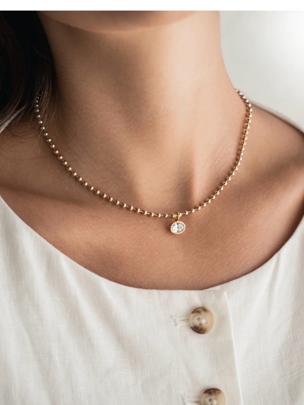 NWT ALEXA LEIGH BEZEL OVAL CHAIN NECKLACE 16”